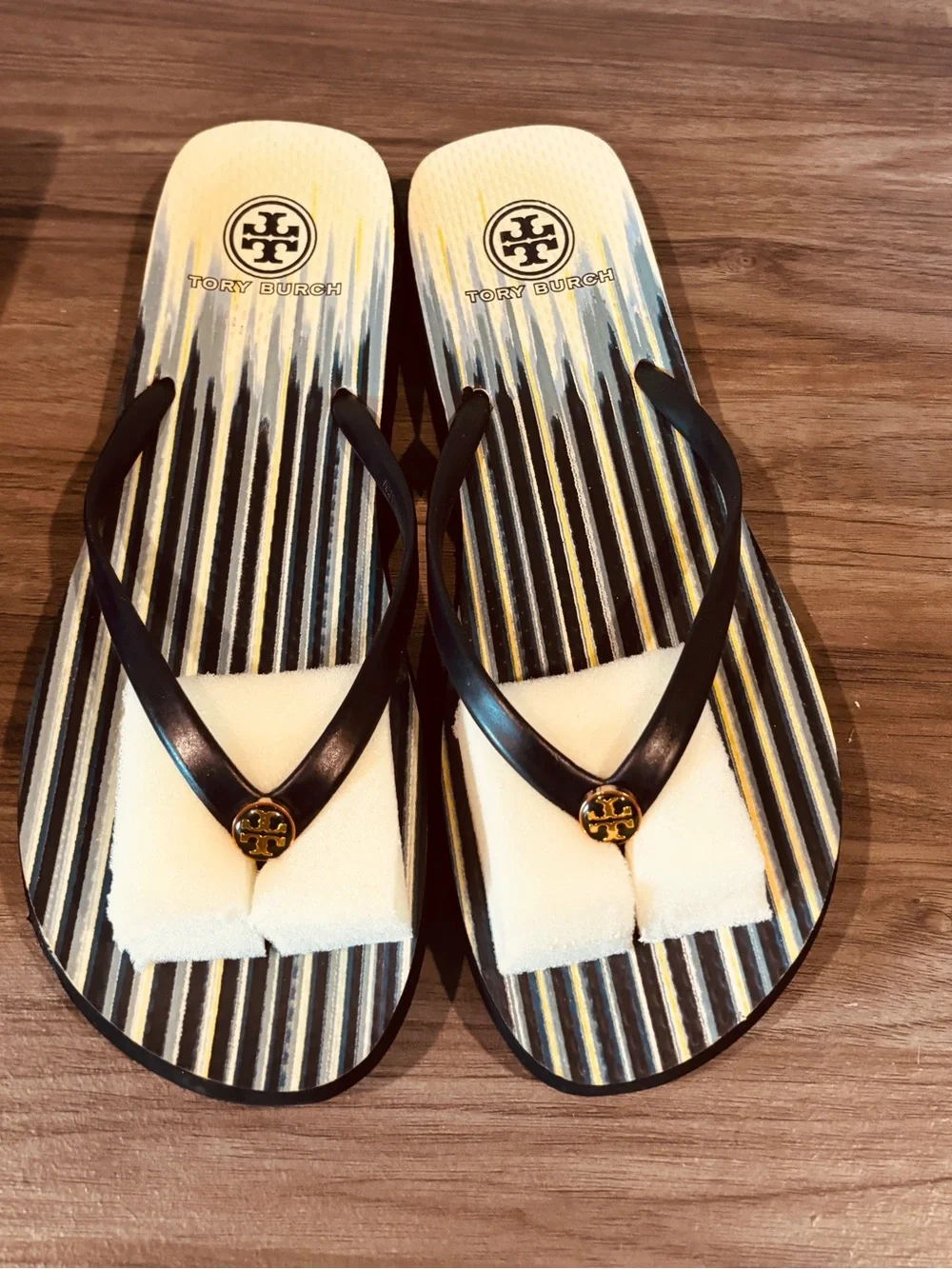 TORY BURCH Navy Cascade Flip Flop 11 M Summer Spring Beach Pool Vacation Resort